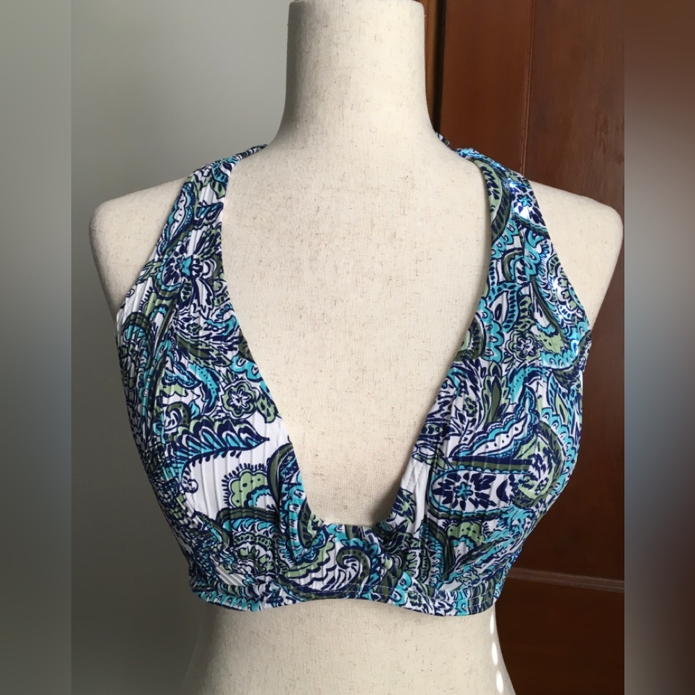 Sunsets Blue & Green Paisley Halter Bikini Top